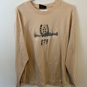 💜 2 for $30 / Tan Long Sleeve Graphic Shirt “Respect Nature Tread Lightly”